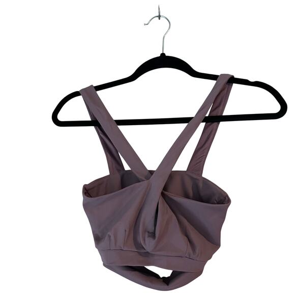 Alo Yoga Other - Alo Yoga Sports Bra Criss Cross Halter Opening Thick Straps Logo Workout Dusty